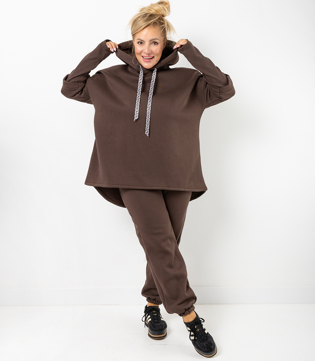 Women's sweatshirt with longer back and ribbed hem VERONICA