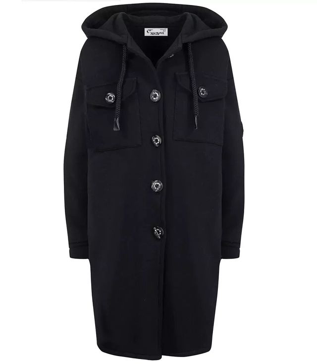 Warm long sweatshirt cotton shirt jacket