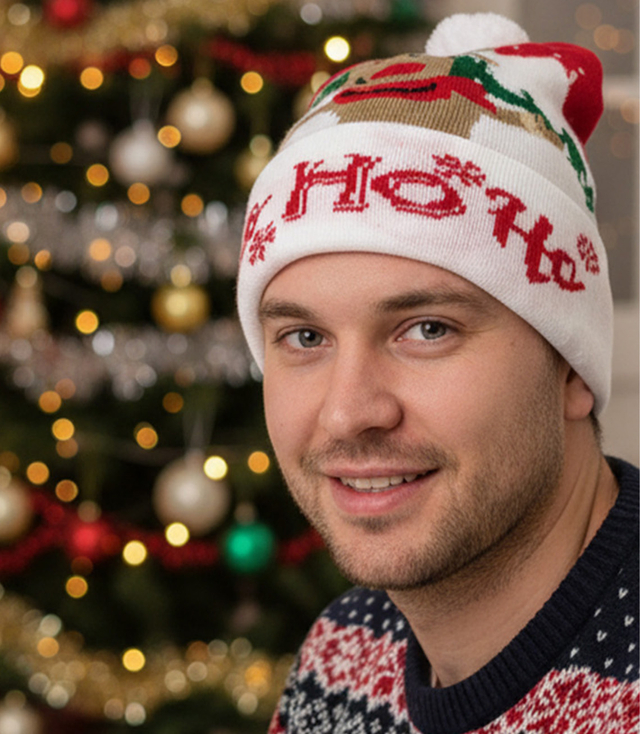 Winter Christmas hat with pom-pom - perfect for preze