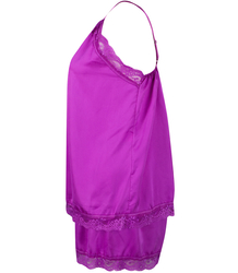 Satin pajama set with lace shorts top petticoat