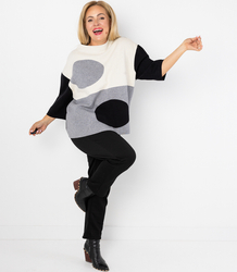 Elegant sweater with half turtleneck and geometric pattern DOT ART 