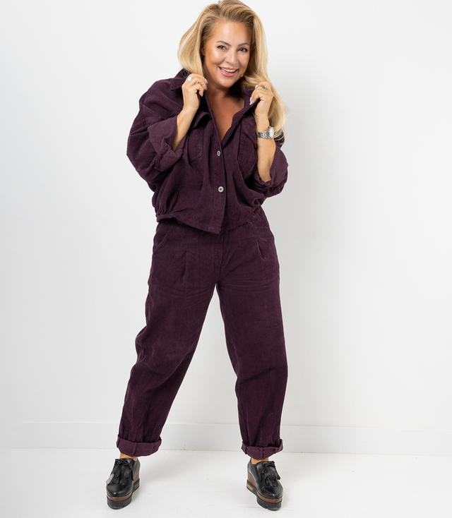 Corduroy set pants with belt and jacket shirt CHICA