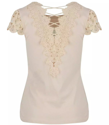 Blouse short sleeve lace shirt IRMA