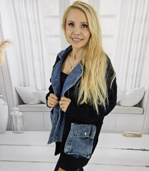 Kurtka sweter jeansowe wstawki JENNY