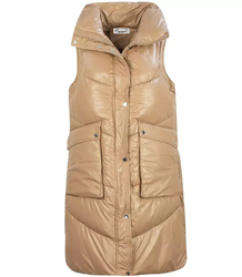 Women's Long Sleeveless Vest Pockets