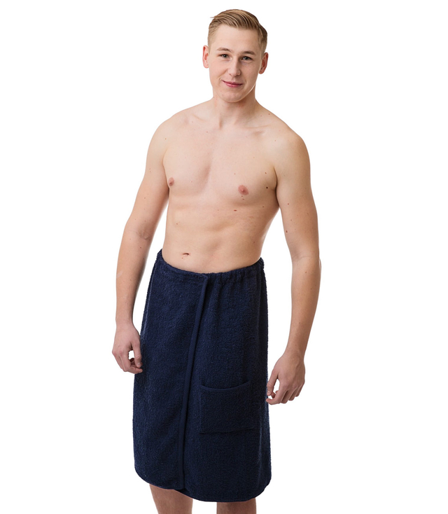 Kilt męski frotte do sauny z kieszonką na gumce