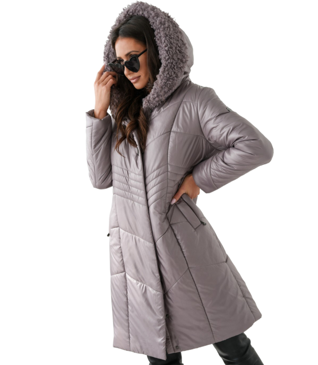 Long elegant quilted insulated women's winter coat MARIA