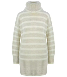 Oversize loose long turtleneck sweater with stripes