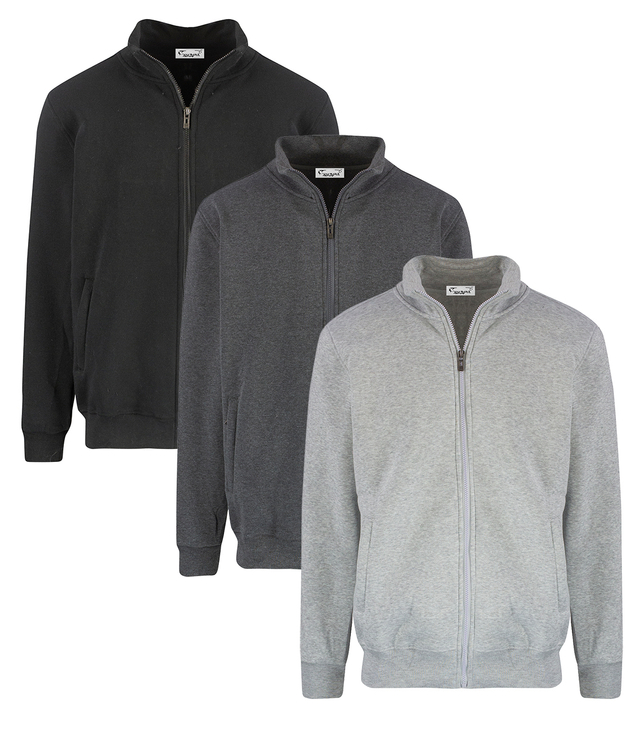 Men's warm, thick zipped sweatshirt with a stand-up collar