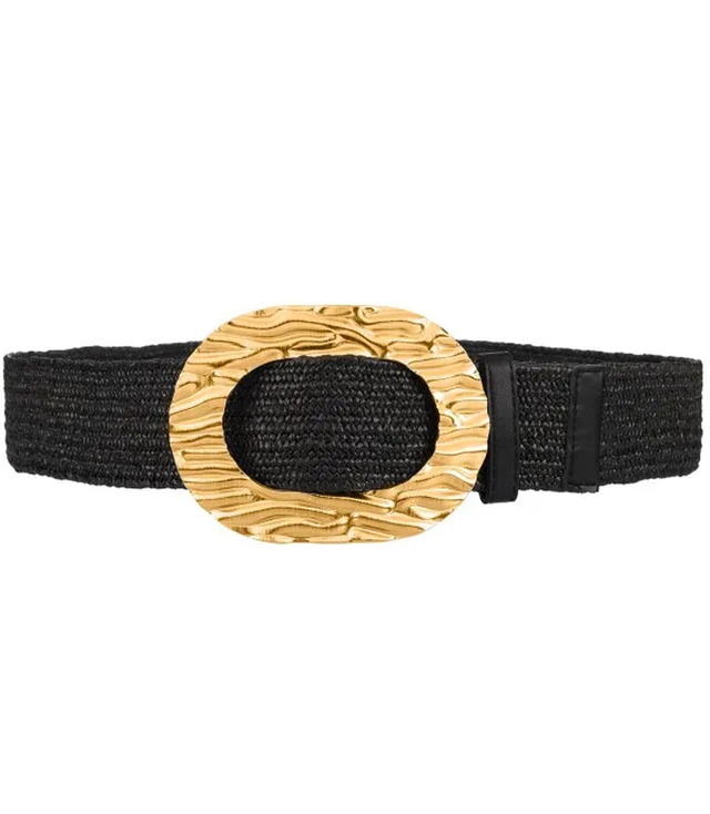 Braided women's belt with large buckle