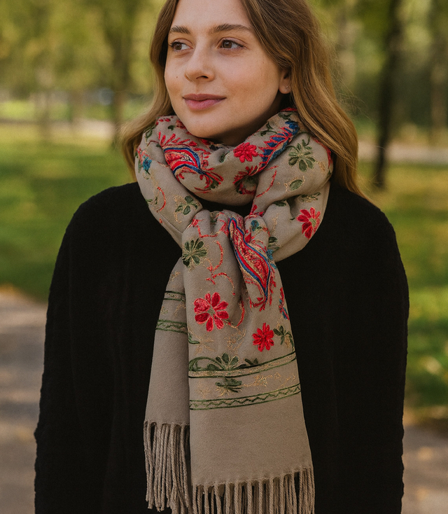 Women's scarf with floral ornament stylish