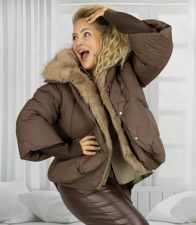 Winter oversize jacket with fur BOMBER LUX