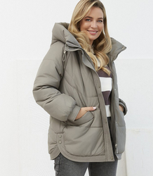 Women's quilted winter jacket with hood KORNELIA