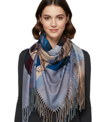 Square shawl scarf for women with tassels AGRAFKA
