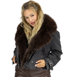 Denim jacket with sheepskin DENIM DIVA