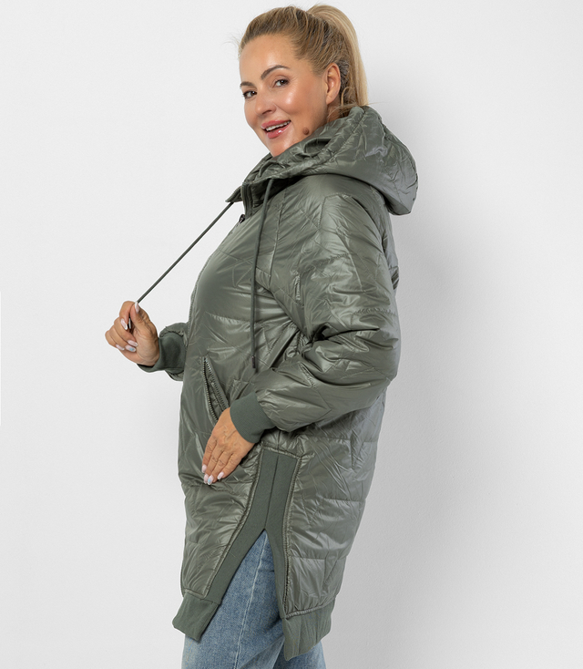 Long jacket with quilting and side slits ROMA