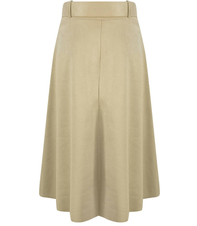 A-line midi skirt with a belt, suede, shape A