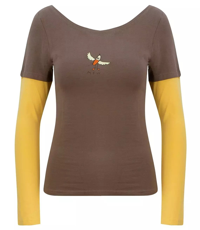 Bluzka z podwójnym rękawem zabawny NADRUK