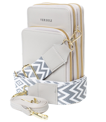 Small rectangular mini clutch bag 3 compartments 2 straps