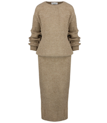Knitted sweater + skirt set in solid color BELLA