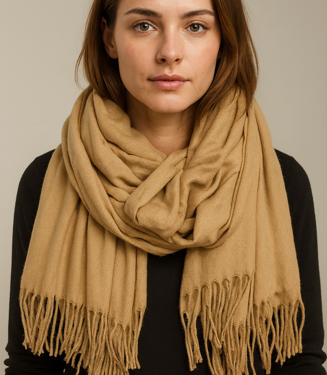 Soft large shawl with tassels uniform classic