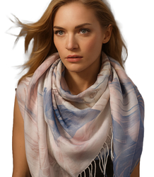 Women's scarf with floral pattern 100x100