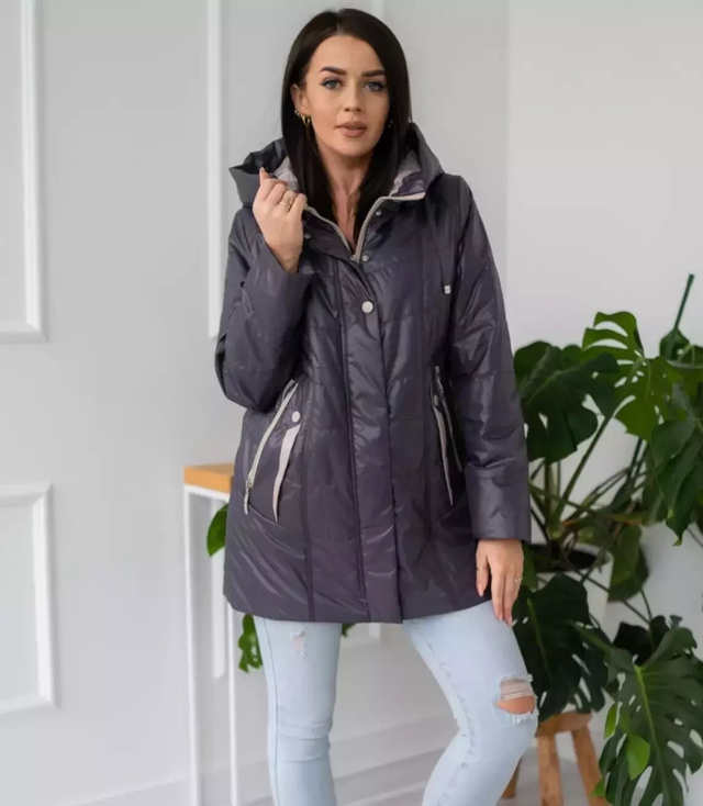 Women's transitional jacket with a quilted hood IZA