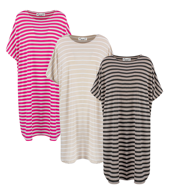 Plus size casual striped tunic dress KALINDA