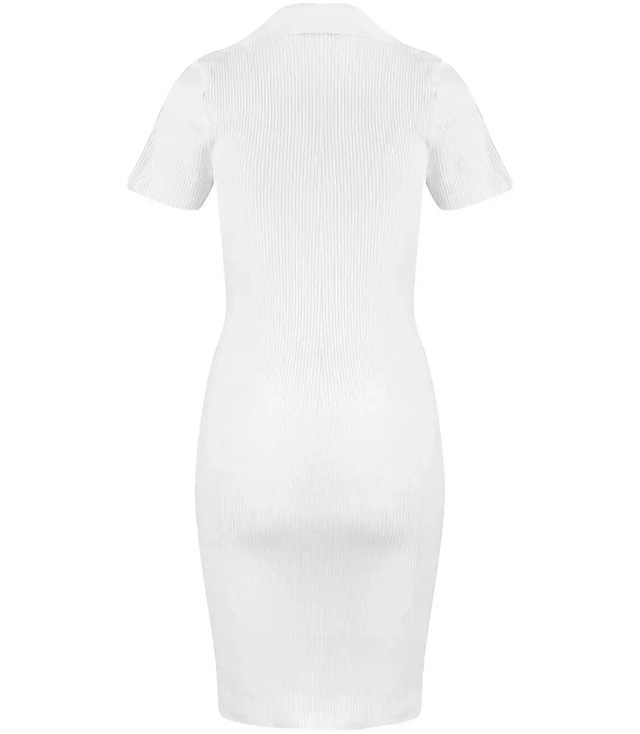 Fitted elastic midi polo dress