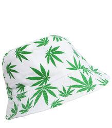 Reversible BUCKET HAT with leaves print