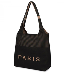 PARIS shopper bag large fabric shoulder bag with zipper