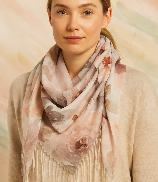 Women's scarf with floral pattern 100x100