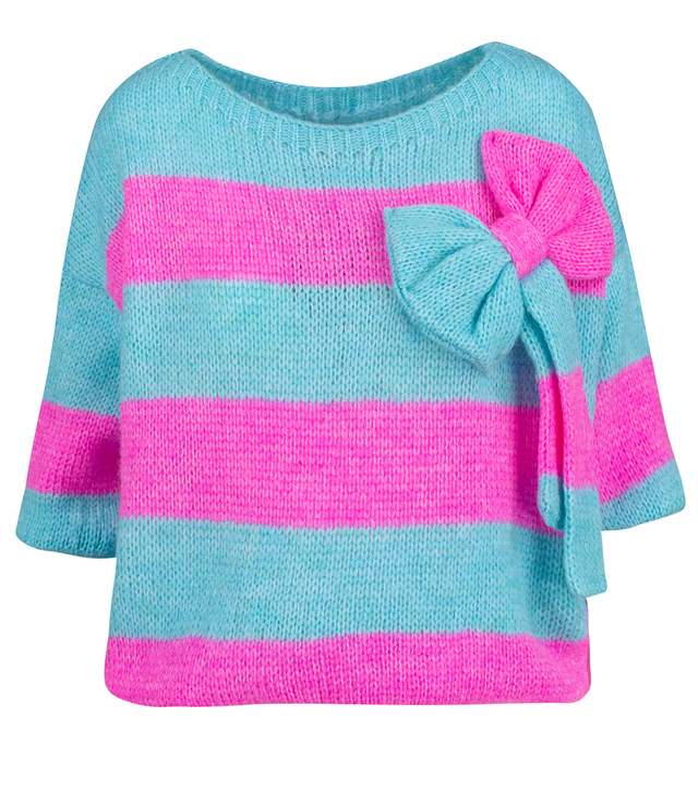 Colorful sweater with striped bow wool VIVIENE