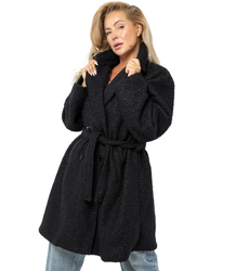 Women's TEDDY boucle fabric bear coat