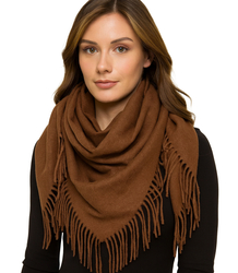 One-color shawl shlik scarf with fringe GRACE