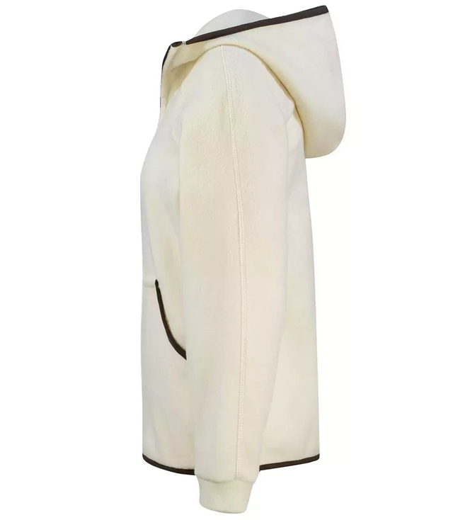 Fleece sweatshirt with a warm hood and fleece hem