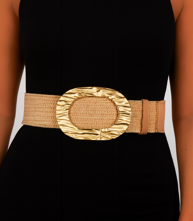 Braided women's belt with large buckle