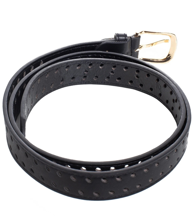 Women's eco leather belt with decorative holes 3 cm