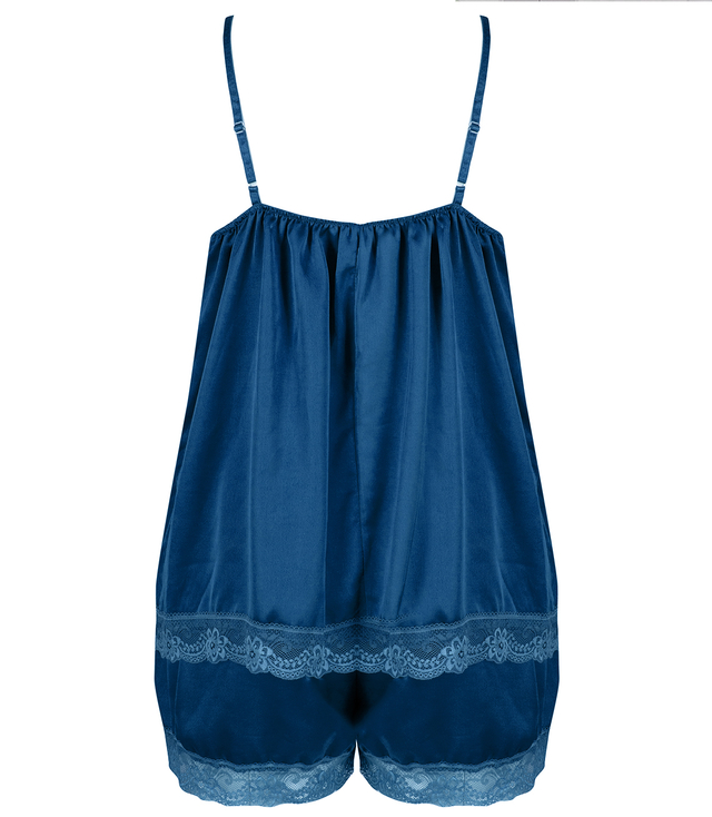 Satin pajama set with lace shorts top petticoat
