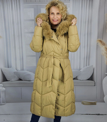 Long quilted winter warm coat with hood KELLY