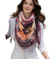 Women's scarf with floral pattern 100x100