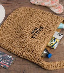 Torebka boho z plecionki z napisem PARIS MILANO