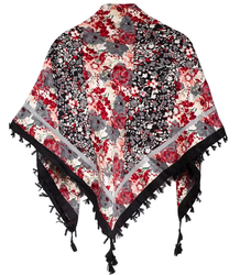 Beautiful scarf with tassel print in flowers