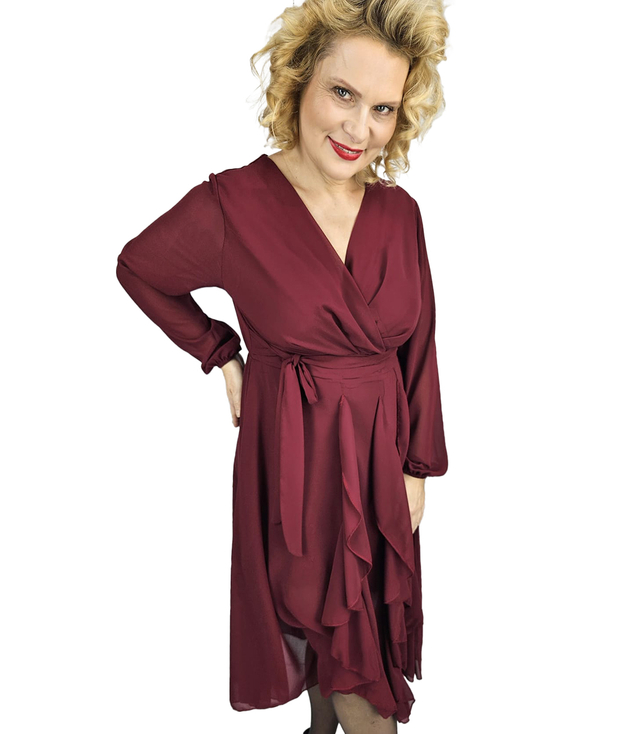 Elegant dress flared hem with ruffles ADELE