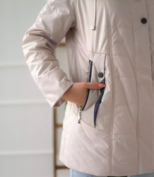 Women's transitional jacket with a quilted hood IZA