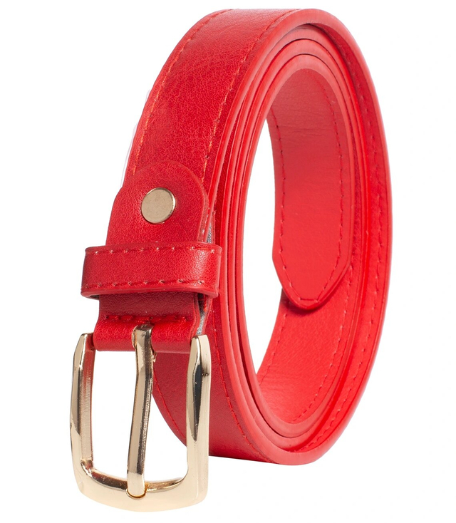 Smooth women's eco leather belt with gold buckle 2.3 cm