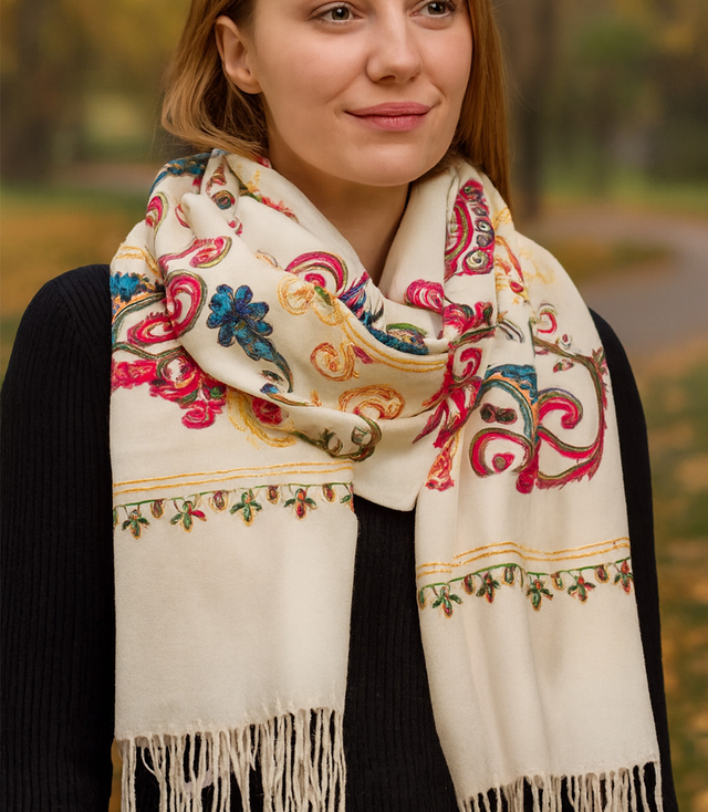 Women's scarf with floral ornament stylish