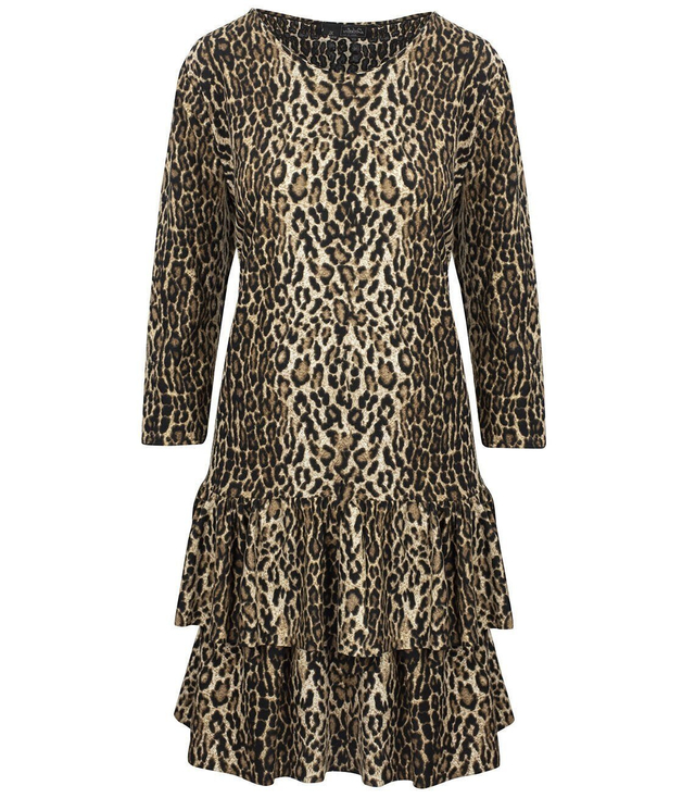 PLUS SIZE ruffle animal print dress