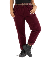 Corduroy chinos pants with belt CITY SOFT
