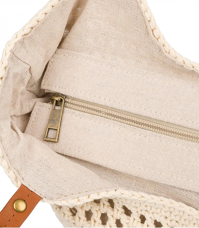 Stylish boho handbag with plaid and linen interior